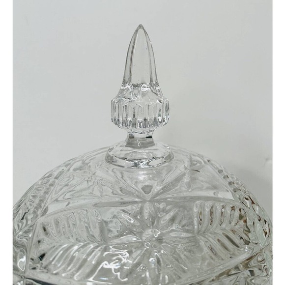 Vtg Footed Clear Crystal Glass 10" Pedestal Candy Bowl Dish with Steeple Lid - Picture 2 of 9